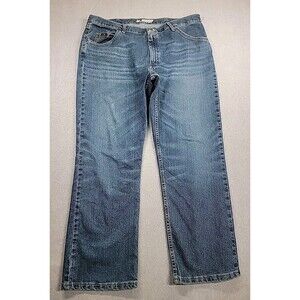 Wrangler 20x Competition Jeans Mens 38x30 Boot Blue Distressed Whiskered Western